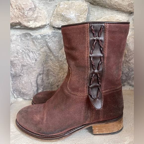Brown Suede Leather Ankle boots Women's Engineer Moto Sz 36 5.5 Vero Cuoio Italy - Picture 3 of 11